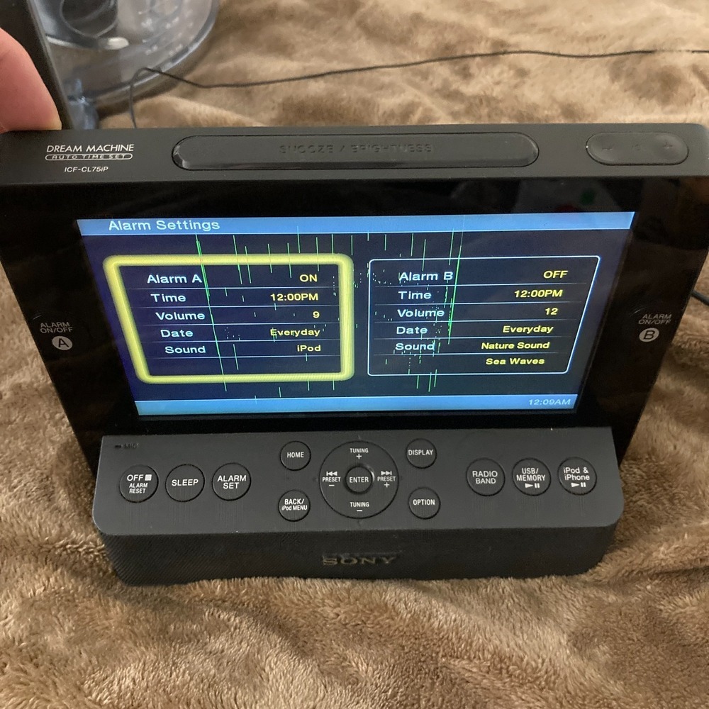 Sony Dream Machine ICF-CL75iP Alarm Clock Radio iPod iPhone Dock Tested READ